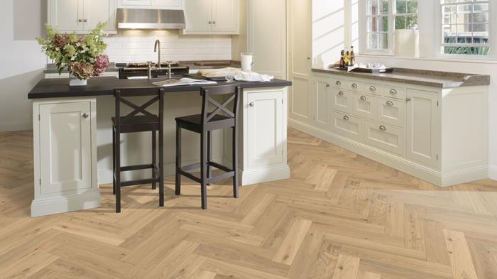 Kährs Engineered Wood Herringbone Oak CC Dim White