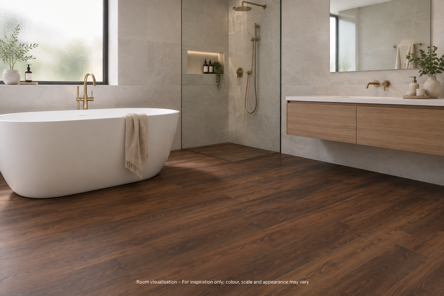 Karndean Knight Tile Aged Oak in Bathroom