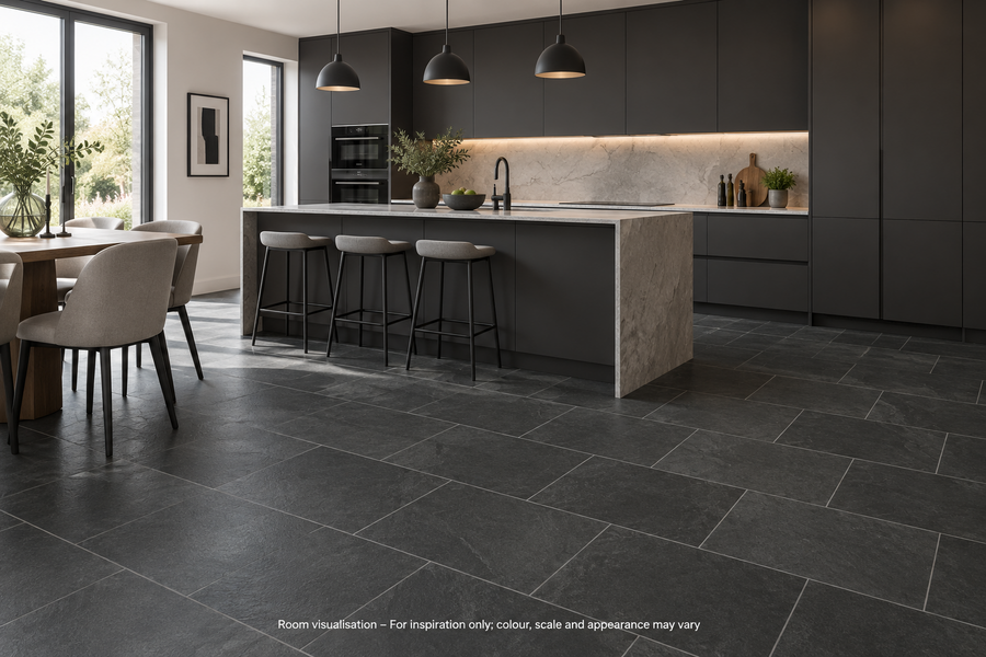 Karndean Knight Tile Black Riven Slate in Kitchen