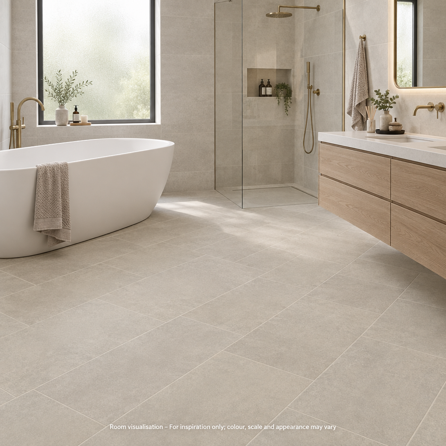 Karndean Knight Tile Dove Grey Concrete in Bathroom