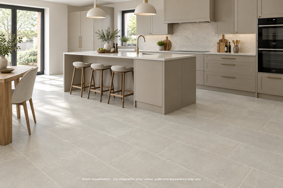 Karndean Knight Tile Dove Grey Concrete in Kitchen