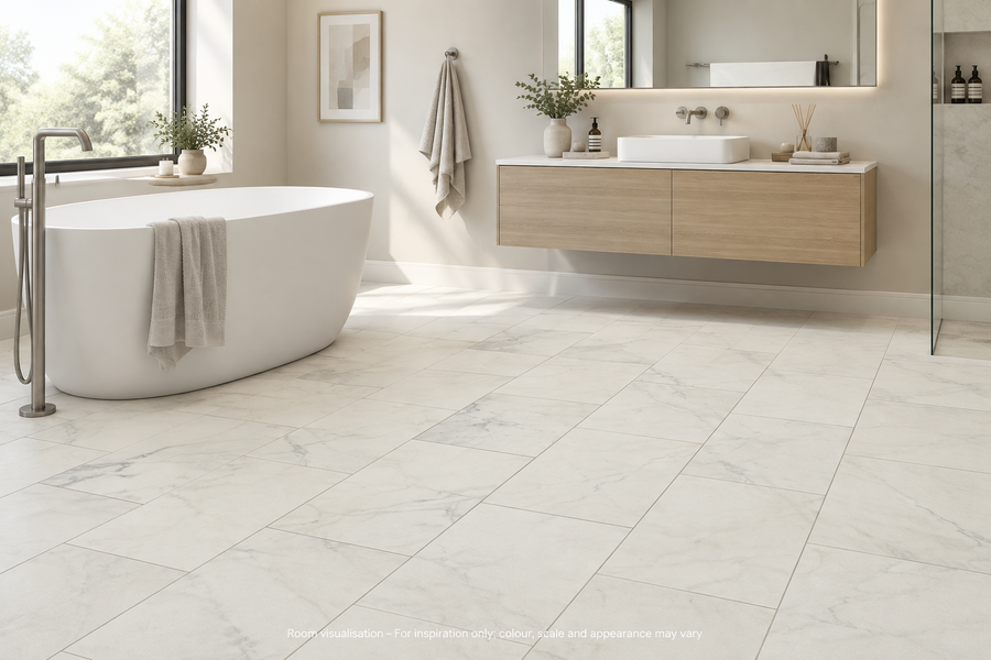 Karndean Knight Tile Frosted Marble in Bathroom