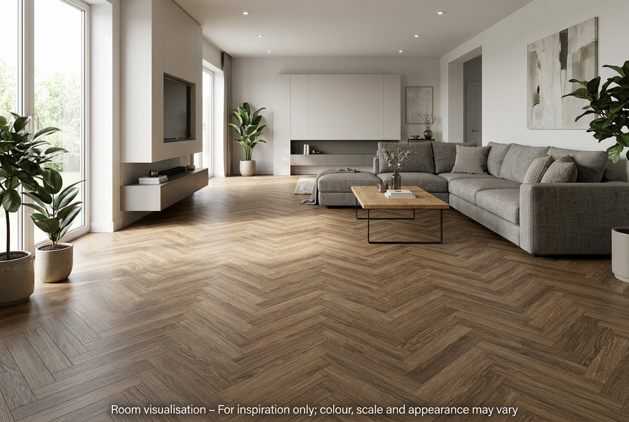 Karndean Knight Tile Gluedown Cocoa Limed Oak in Living room