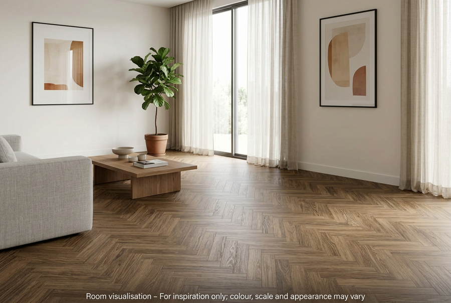 Karndean Knight Tile Gluedown Cocoa Limed Oak SM in Living room