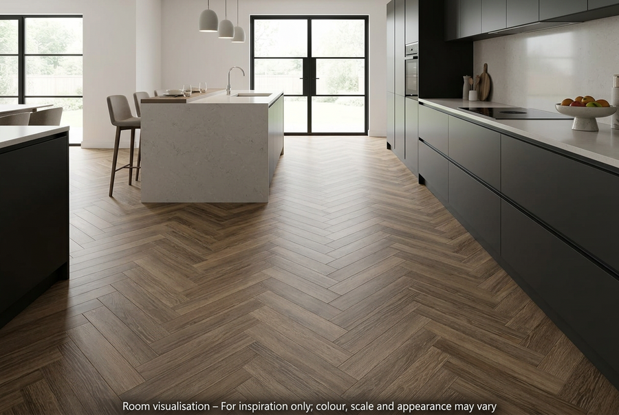 Karndean Knight Tile Gluedown Cocoa Limed Oak SM in Kitchen