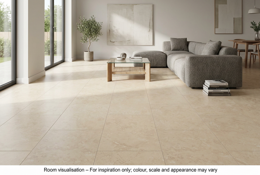 Karndean Knight Tile Gluedown Natural Limestone in Living room