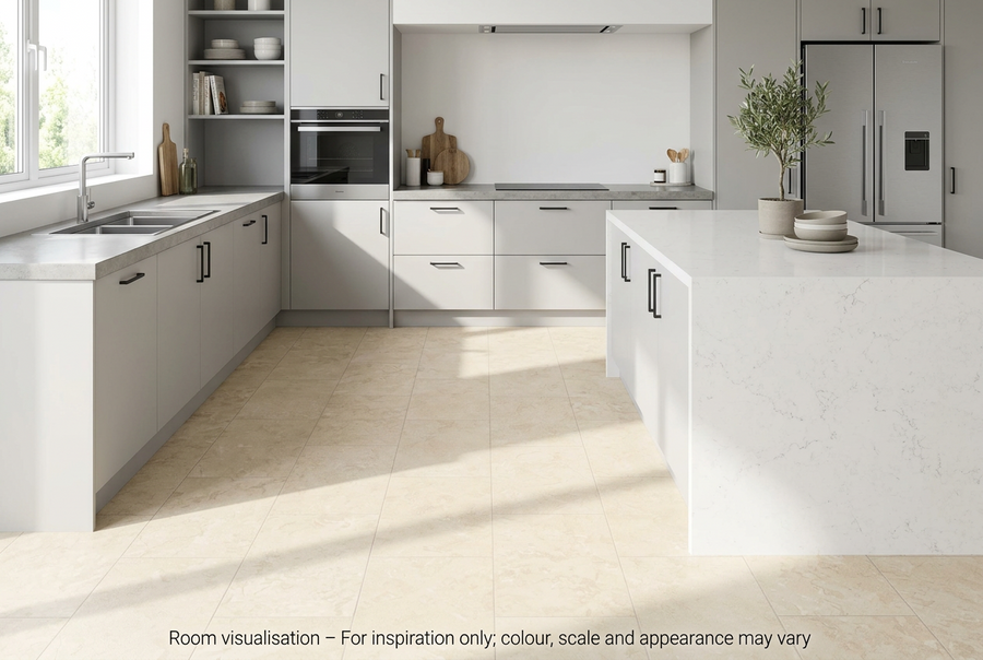 Karndean Knight Tile Gluedown Natural Limestone in Kitchen