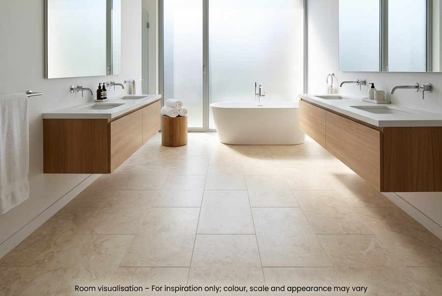Karndean Knight Tile Gluedown Natural Limestone in Bathroom