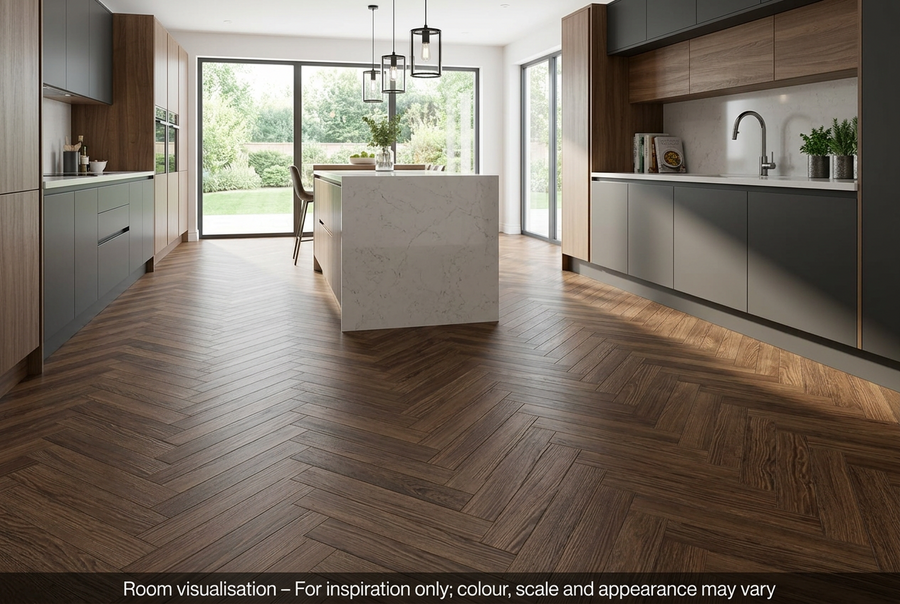Karndean Knight Tile Gluedown Nutmeg Limed Oak SM in Kitchen