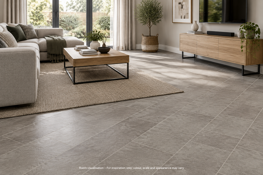 Karndean Knight Tile Grey Riven Slate in Living room