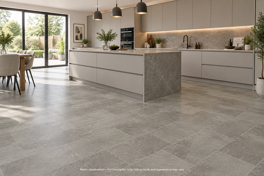 Karndean Knight Tile Grey Riven Slate in Kitchen