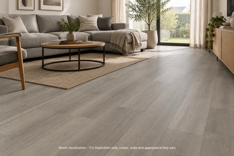 Karndean Knight Tile Grey Studio Oak in Living room