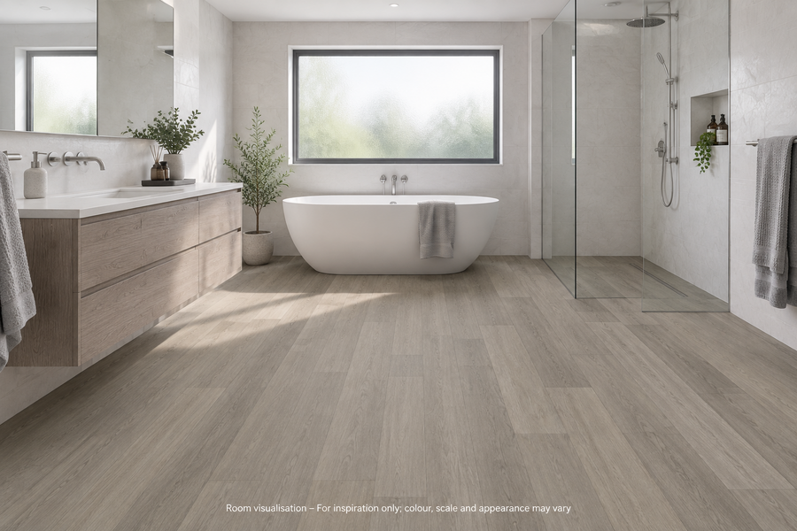 Karndean Knight Tile Grey Studio Oak in Bathroom