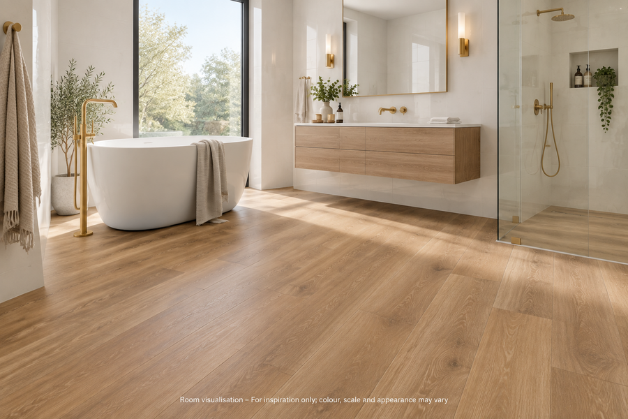 Karndean Knight Tile Honey Limed Oak in Bathroom