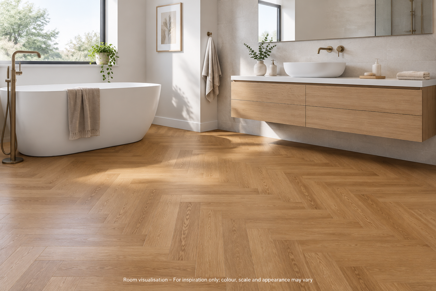 Karndean Knight Tile Honey Limed Oak SM in Bathroom