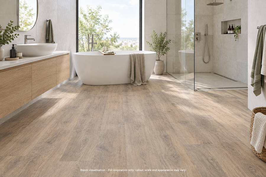 Karndean Knight Tile Light Worn Oak in Bathroom