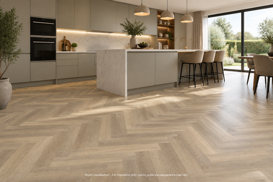 Karndean Knight Tile Lime Washed Oak SM in Kitchen
