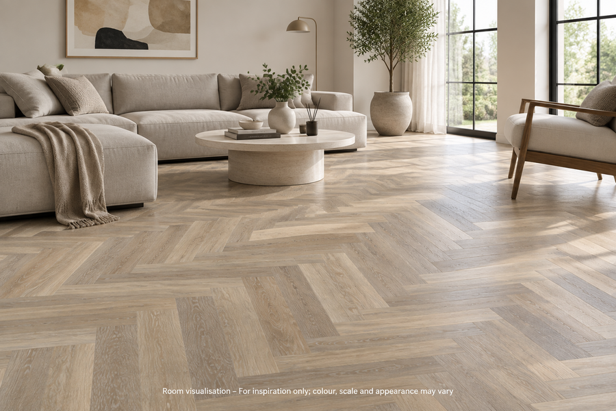 Karndean Knight Tile Lime Washed Oak SM in Living room