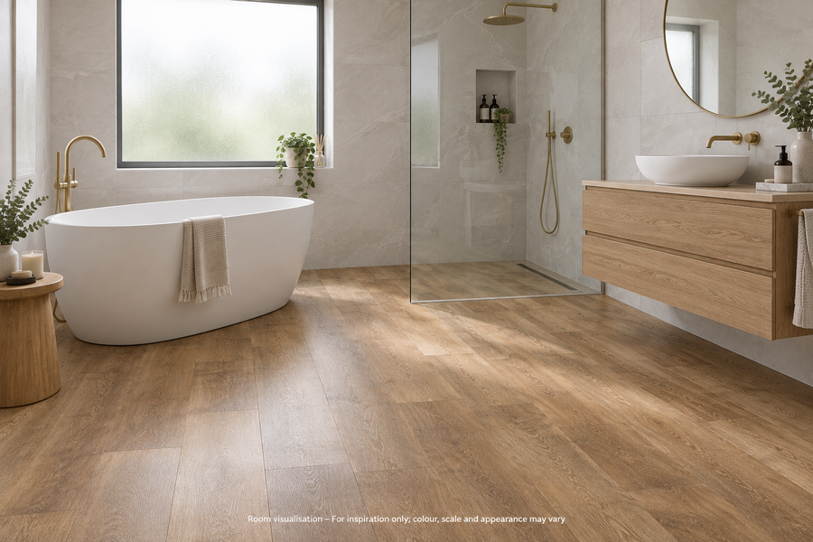 Karndean Knight Tile Mid Limed Oak in Bathroom