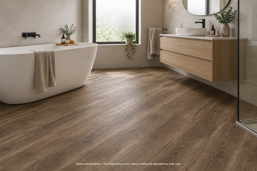 Karndean Knight Tile Mid Worn Oak in Bathroom