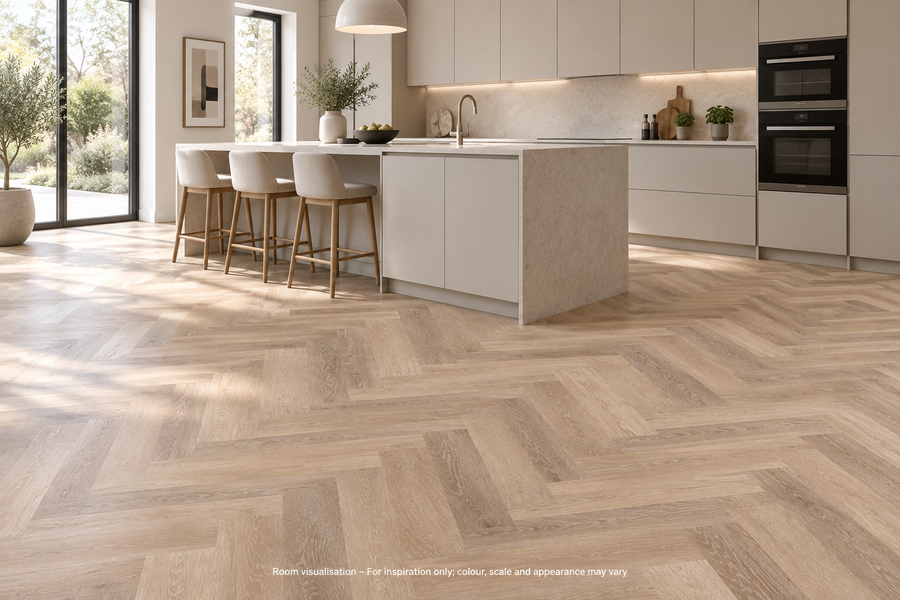 Karndean Knight Tile Pale Limed Oak SM in Kitchen