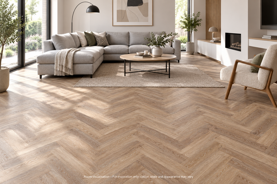 Karndean Knight Tile Pale Limed Oak SM in Living room