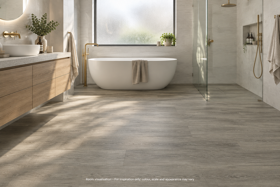 Karndean Knight Tile Quayside Oak in Bathroom