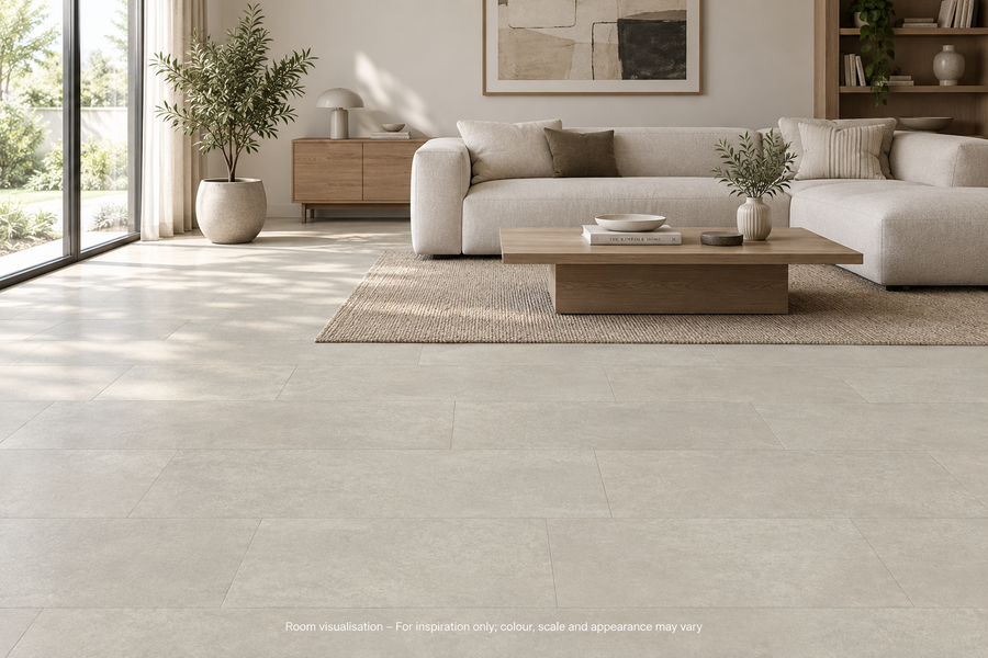 Karndean Knight Tile Dove Grey Concrete in Living room
