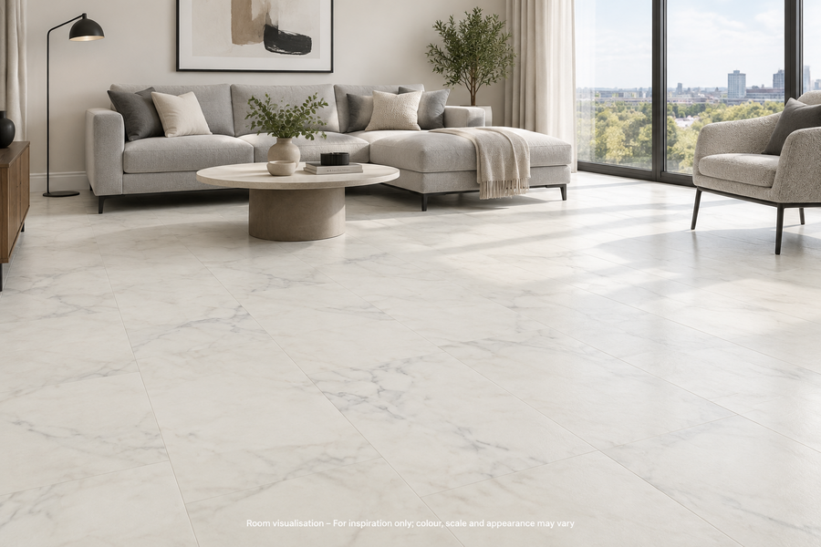 Karndean Knight Tile Frosted Marble in Living room