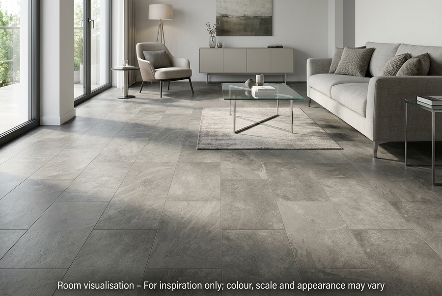 Karndean Knight Tile Rigid Core Grey Riven Slate in Living room