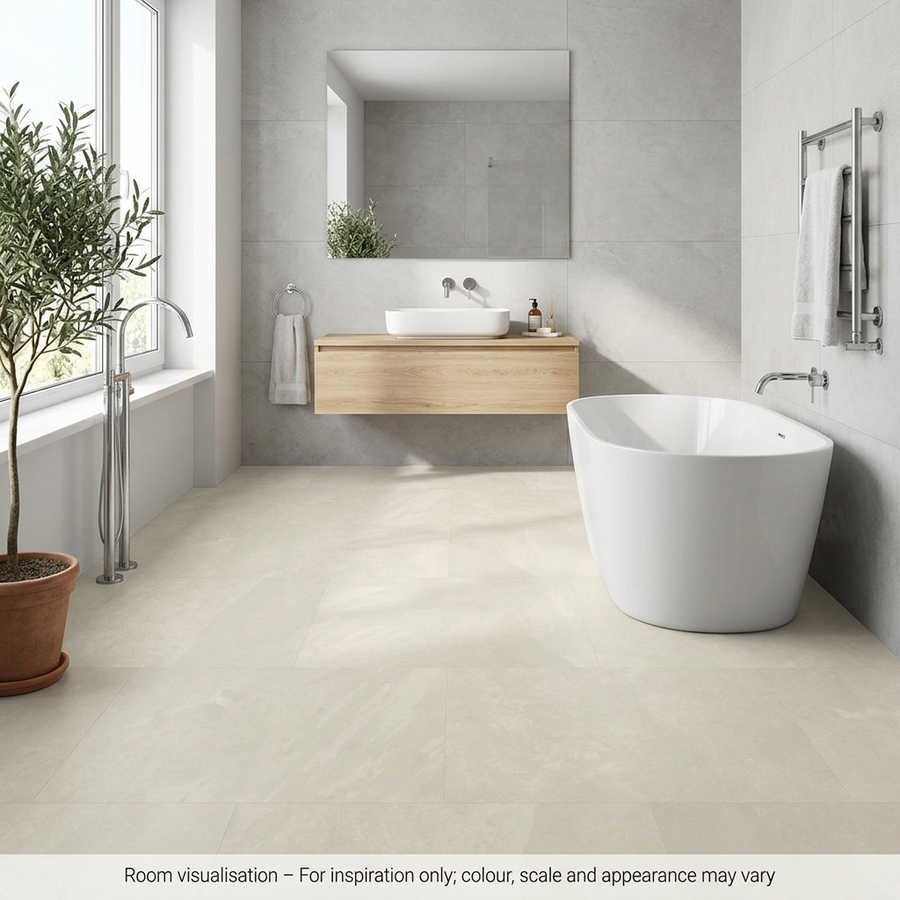 Karndean Knight Tile Rigid Core Ivory Riven Slate in Bathroom