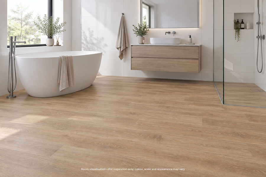 Karndean Knight Tile Pale Limed Oak in Bathroom