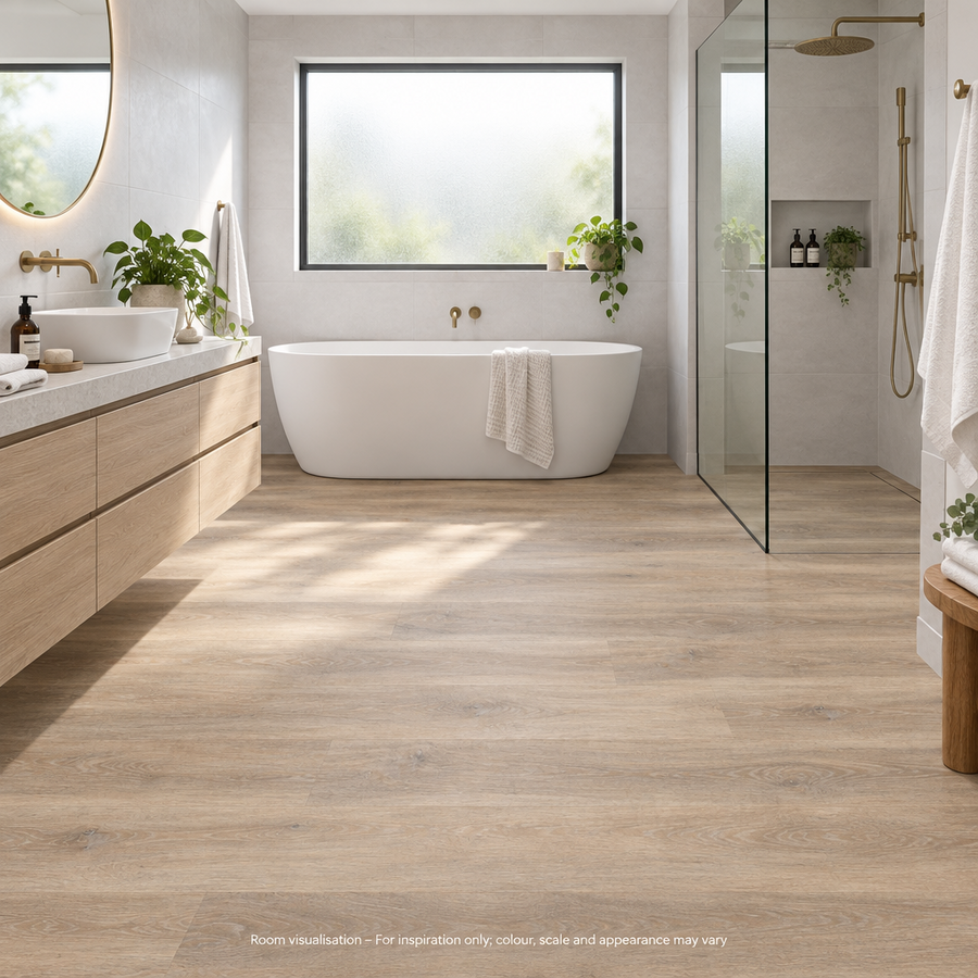 Karndean Knight Tile Rose Washed Oak in Bathroom