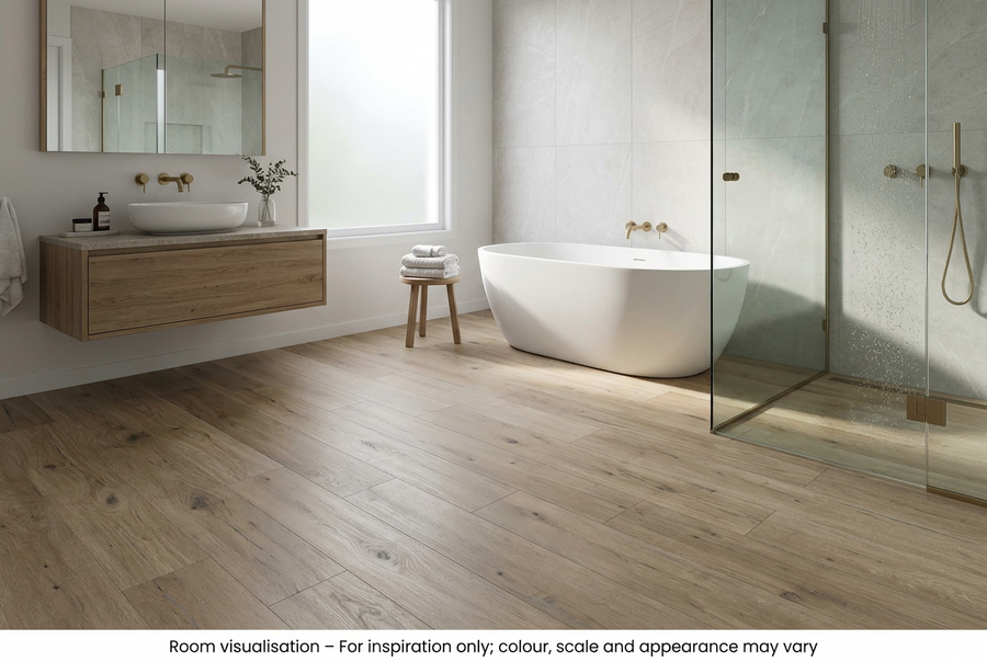Karndean Knight Tile Rigid Core Washed Character Oak in Bathroom