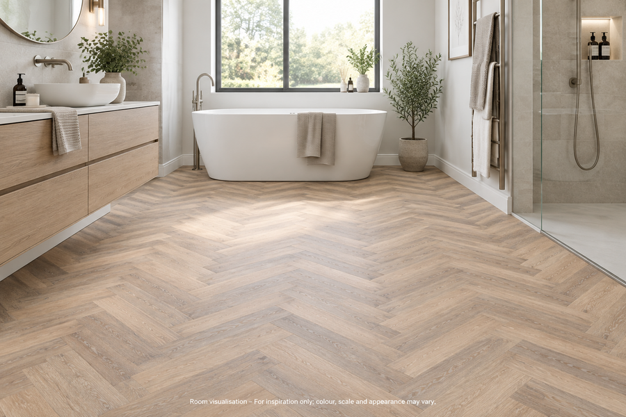 Karndean Knight Tile Rose Washed Oak SM in Bathroom