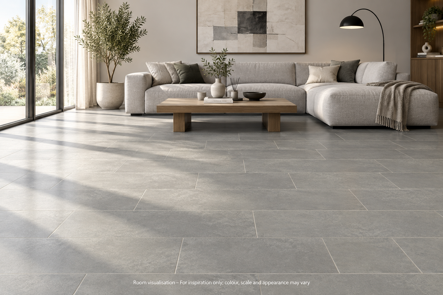 Karndean Knight Tile Smoked Concrete in Living room