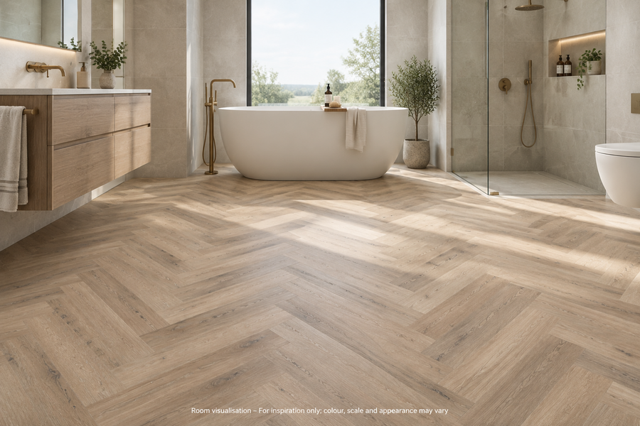 Karndean Knight Tile Washed Character Oak SM in Bathroom