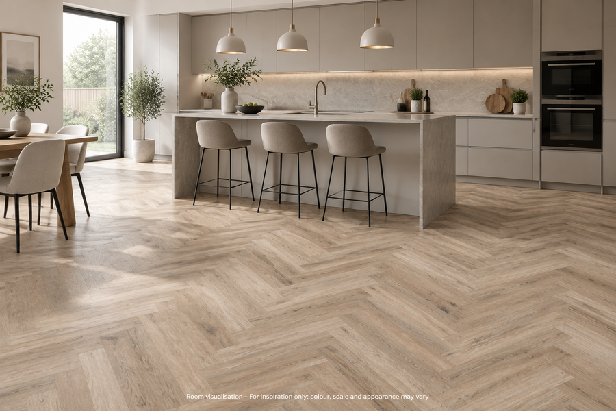 Karndean Knight Tile Washed Character Oak SM in Kitchen