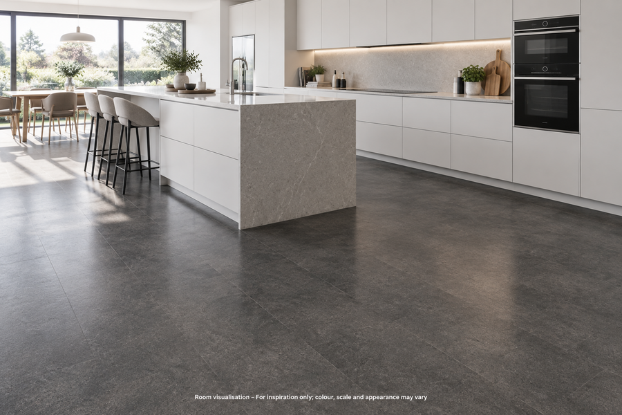 Karndean Van Gogh Rigid Core Volcanic Black in Kitchen