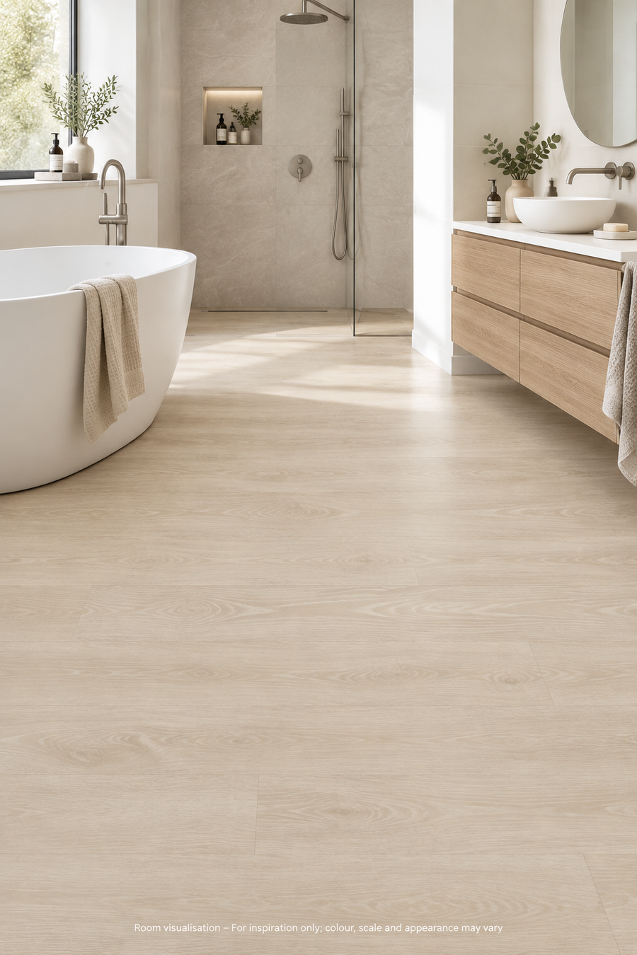 Karndean Van Gogh Gluedown Blush Oak in Bathroom