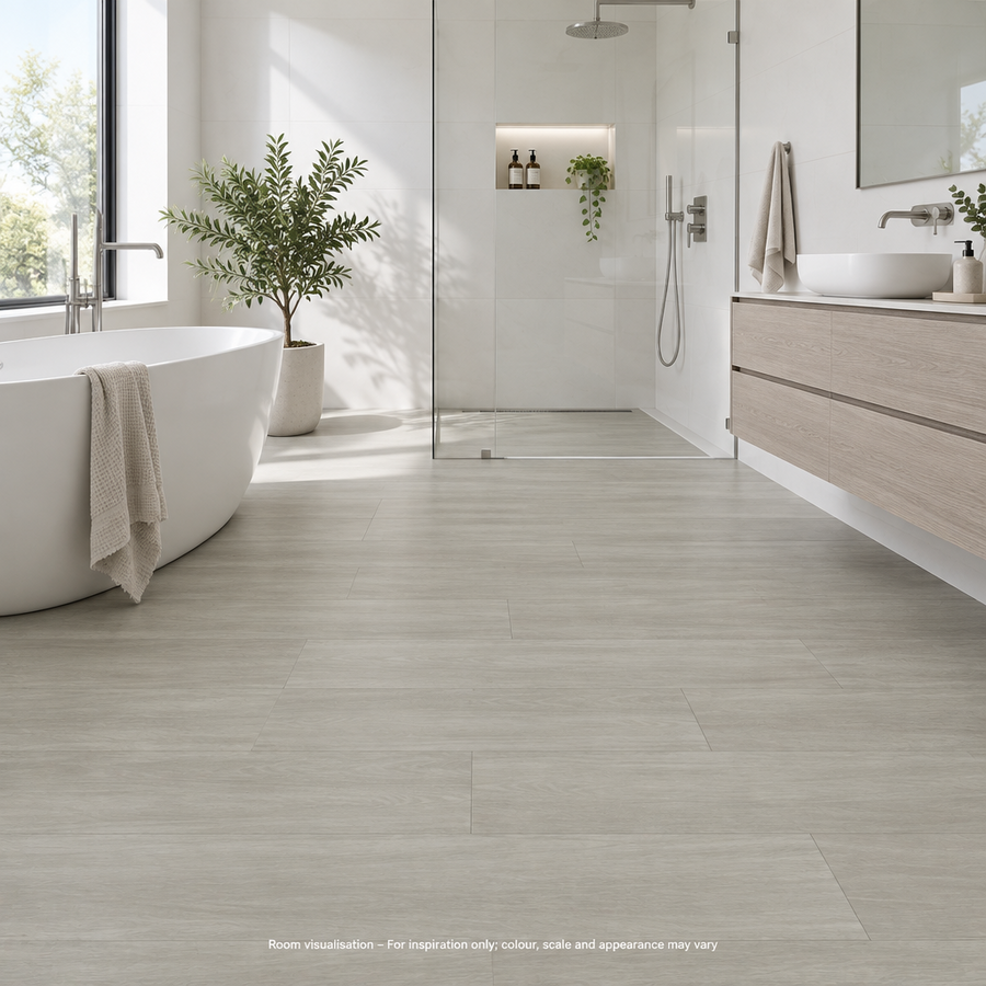 Karndean Van Gogh Gluedown Cool Grey Oak in Bathroom