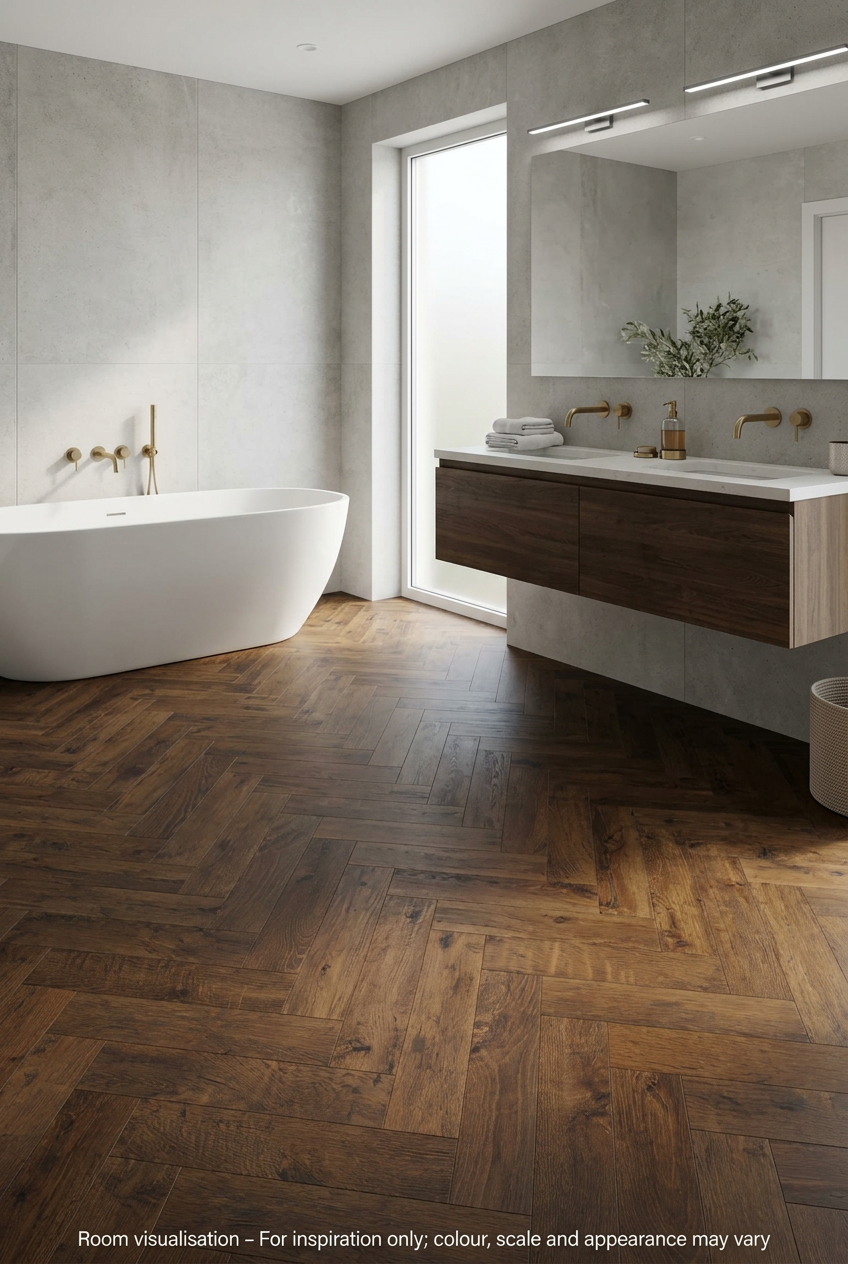 Karndean Van Gogh Gluedown Antique French Oak SM in Bathroom