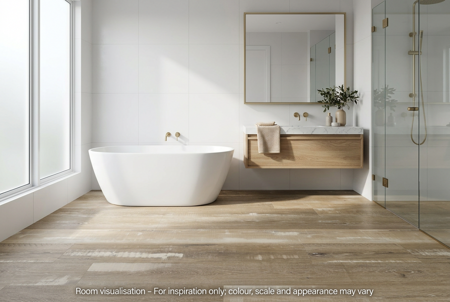 Karndean Van Gogh Gluedown Blond Farmhouse Oak in Bathroom