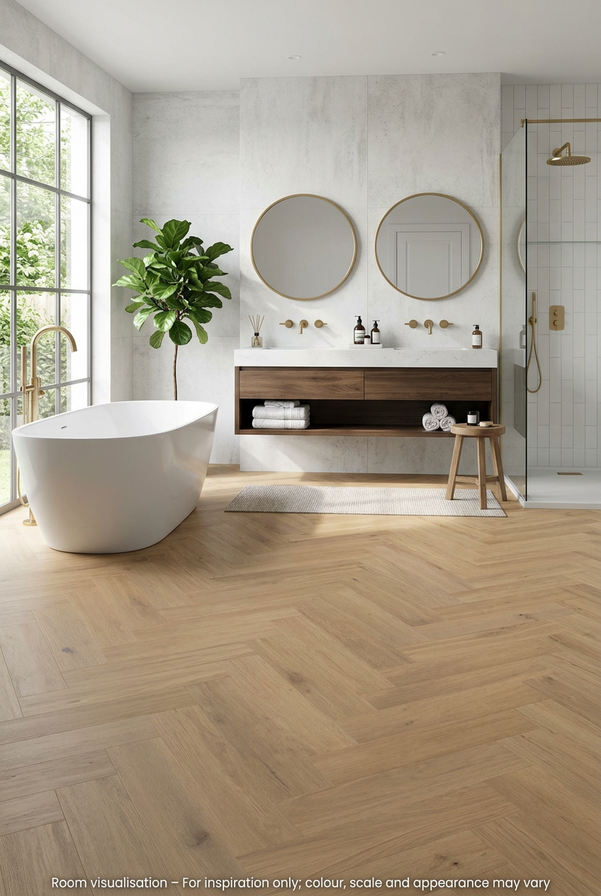 Karndean Van Gogh Gluedown Canadian Nude Oak SM in Bathroom