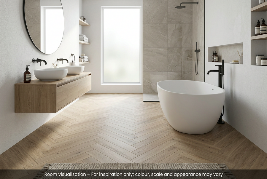 Karndean Van Gogh Gluedown Canadian Urban Oak SM in Bathroom