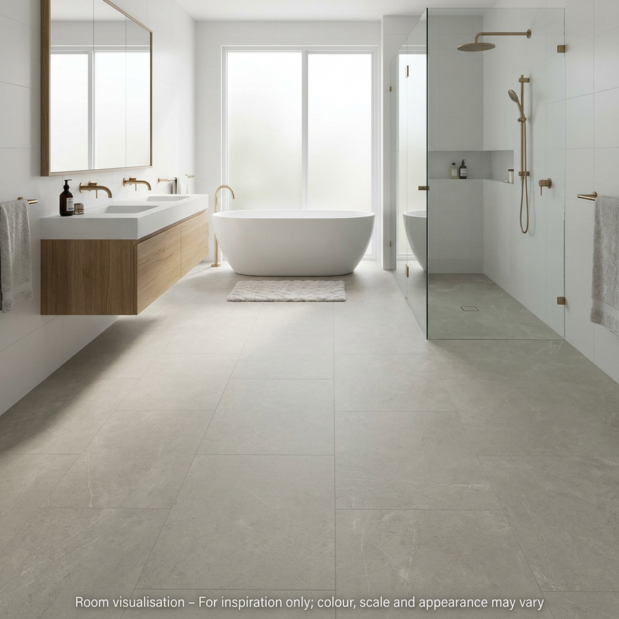 Karndean Van Gogh Gluedown Dove Castello Marble in Bathroom