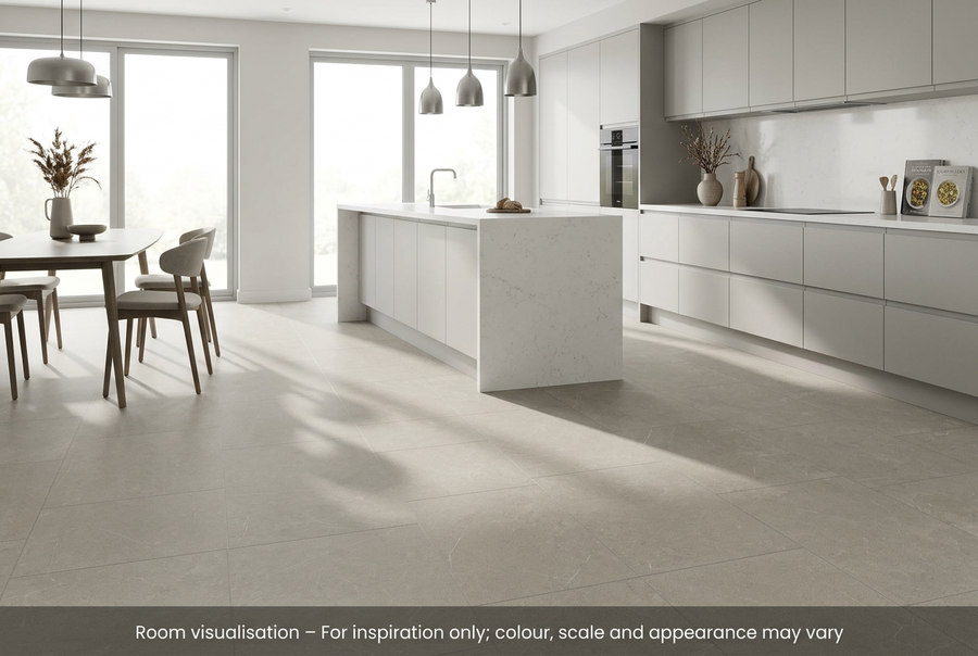 Karndean Van Gogh Gluedown Dove Castello Marble in Kitchen