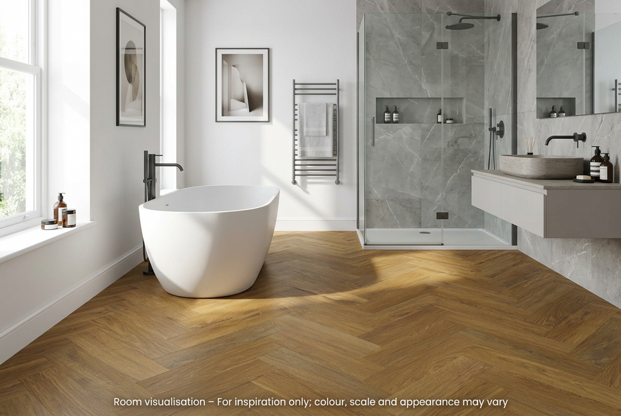 Karndean Van Gogh Gluedown Glenmore Oak SM in Bathroom
