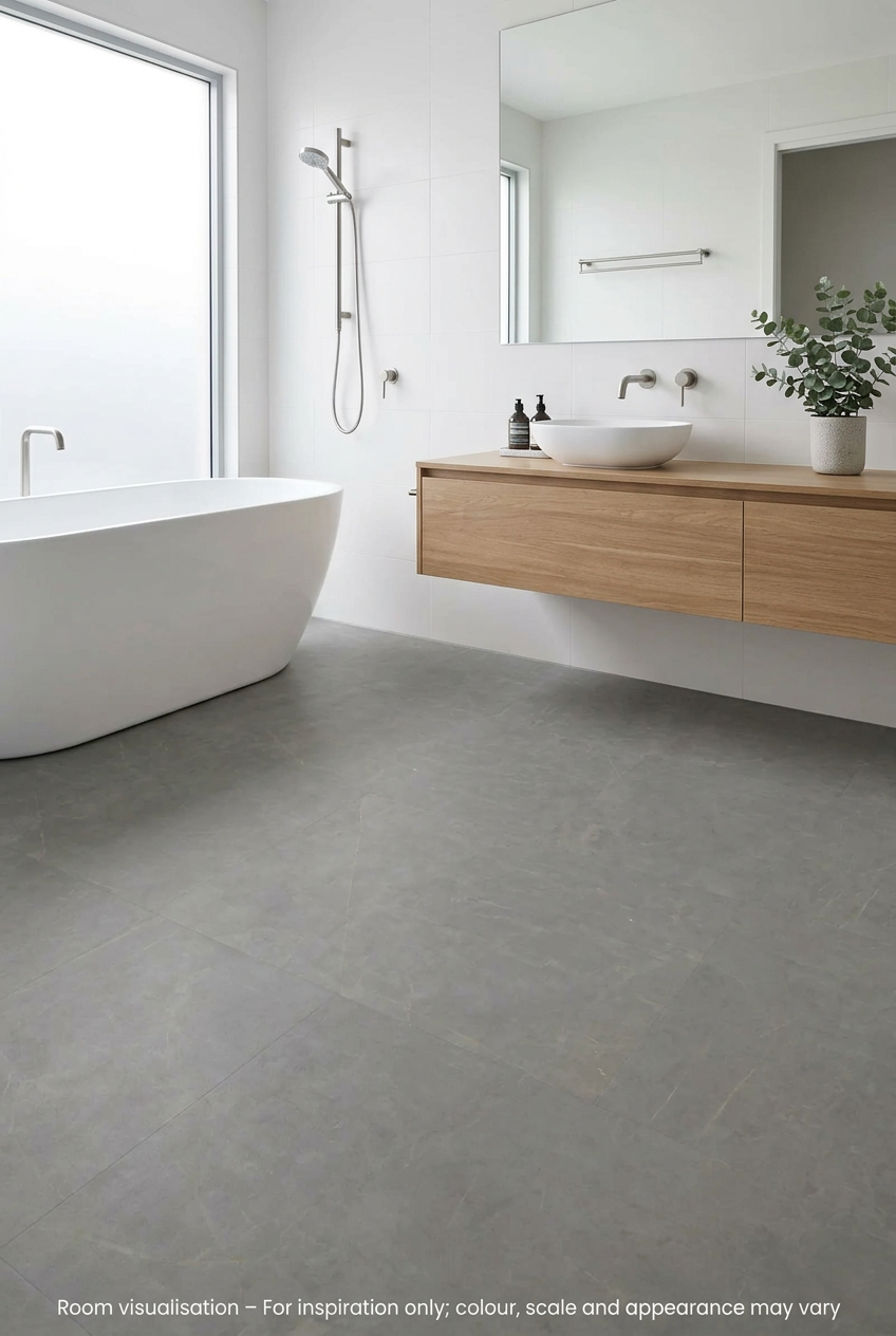 Karndean Van Gogh Gluedown Grey Castello Marble in Bathroom