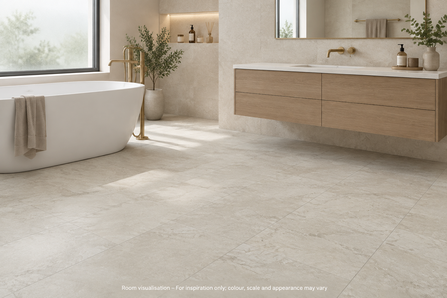 Karndean Van Gogh Gluedown Luna Breccia Marble in Bathroom